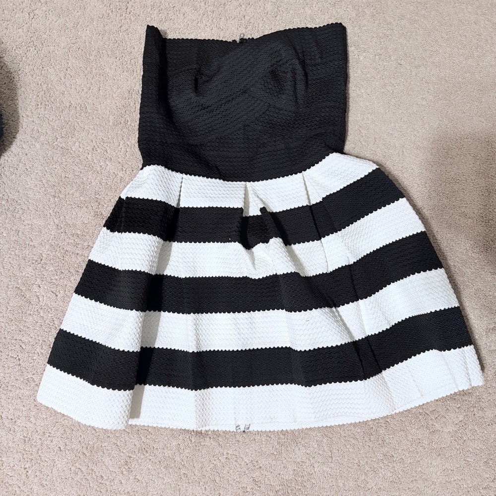 Black and White Strapless Dress